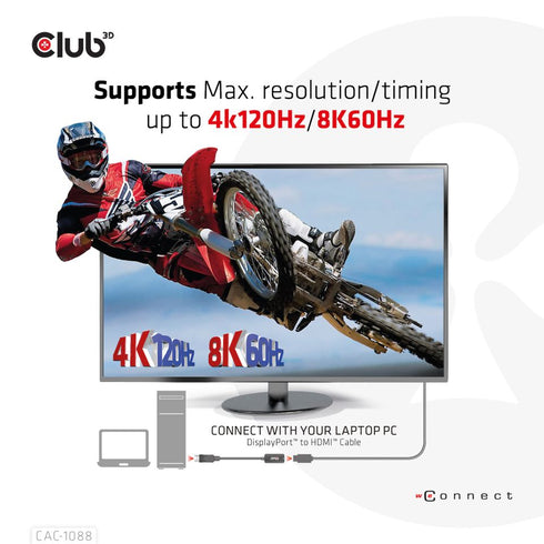 Club3D - CAC-1088 - HDMI TO DISPLAYPORT ADAPTER - Digital3d.com.au