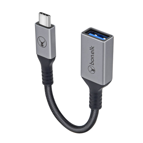 Bonelk Long-Life USB-C to USB-A Adapter (15cm) (Space Grey)