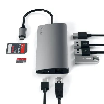 Satechi USB-C Multi-Port Adapter 4K HDMI W/ Ethernet V2 (Space Grey) - Digital3d.com.au