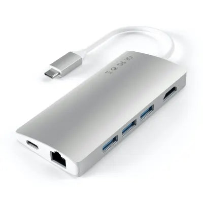 Satechi USB-C Multi-Port Adapter 4K HDMI W/ Ethernet V2 (Silver) - Digital3d.com.au