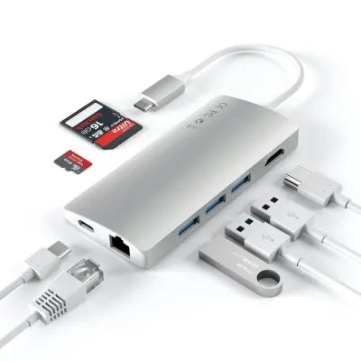 Satechi USB-C Multi-Port Adapter 4K HDMI W/ Ethernet V2 (Silver) - Digital3d.com.au