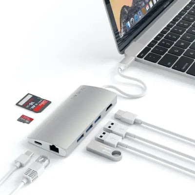 Satechi USB-C Multi-Port Adapter 4K HDMI W/ Ethernet V2 (Silver) - Digital3d.com.au