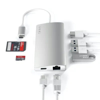 Satechi USB-C Multi-Port Adapter 4K HDMI W/ Ethernet V2 (Silver) - Digital3d.com.au