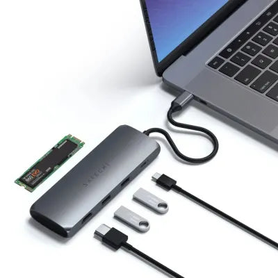 Satechi USB-C Hybrid Multiport Adapter With SSD Enclosure (Black) - Digital3d.com.au