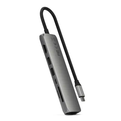 Satechi 7-In-1 USB-C Slim Multiport Adapter (Space Grey) - Digital3d.com.au