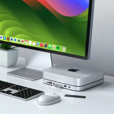 Satechi Stand & Hub For Mac Mini/Studio With NVME SSD Enclosure (Silver) - Digital3d.com.au