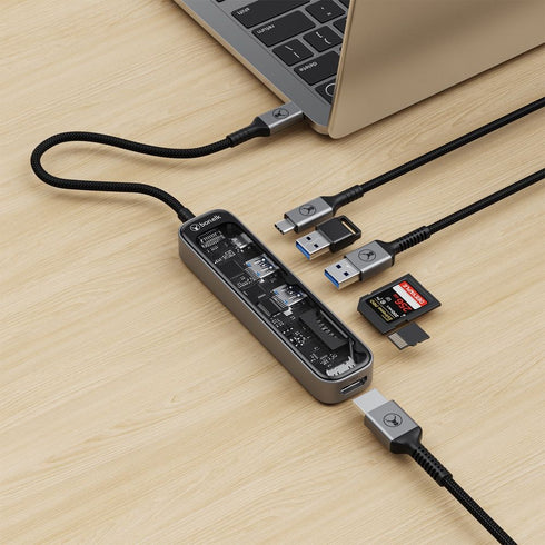 Bonelk Vision Long-Life USB-C to 6-in-1 w/Card Reader Multiport Hub (SG/Clear) Image 6
