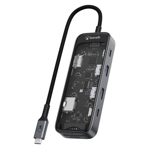 Bonelk Vision Long-Life USB-C to 8-in-1 Multiport Hub (Clear) Image 1