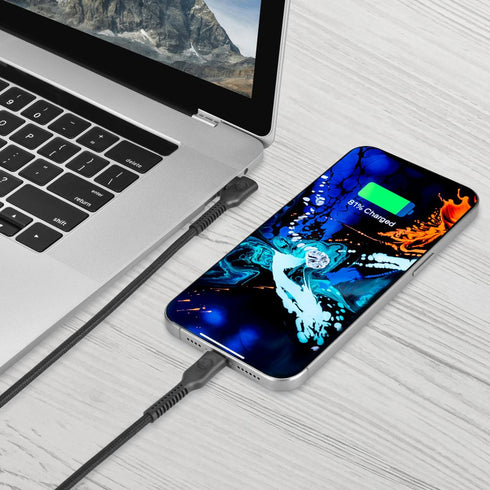 Bonelk Long-Life Easy Grip USB-C to USB-C Right Angle Cable, 100W 2 m (Black) - Digital3d.com.au