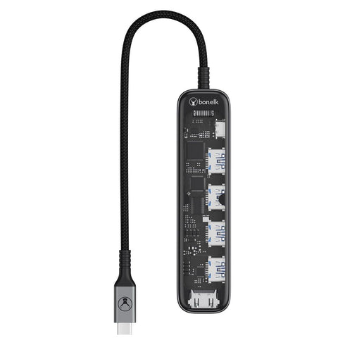 Bonelk Vision Long-Life USB-C to 6in1 Multiport Hub (Clear) Image 4