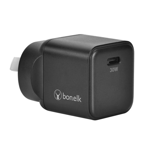 Bonelk 30W PD USB-C Wall Charger + Easy Grip Cable - Black - Digital3d.com.au