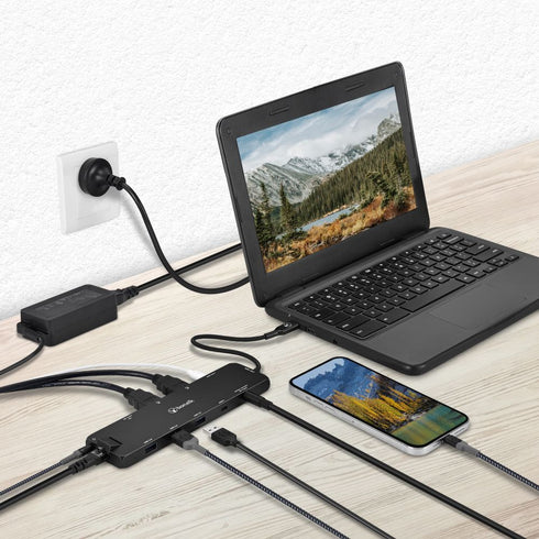 Bonelk Long-Life USB-C to 12-in-1 Multiport Powered Hub - Black