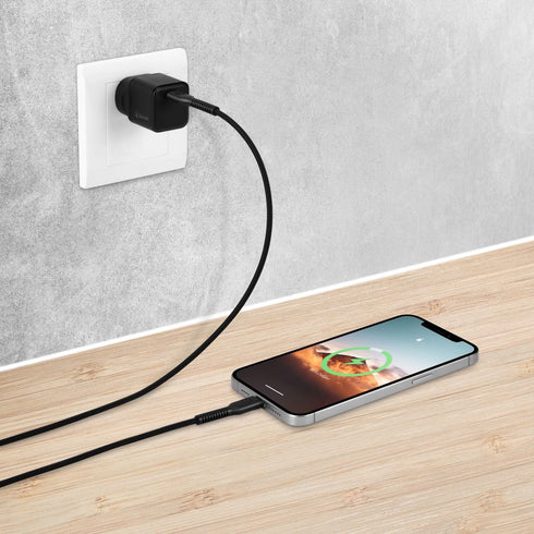 Bonelk 20W PD USB-C GaN Wall Charger + Easy Grip Cable - Black - Digital3d.com.au