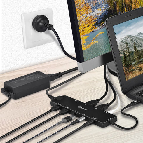 Bonelk Long-Life USB-C to 12-in-1 Multiport Powered Hub - Black