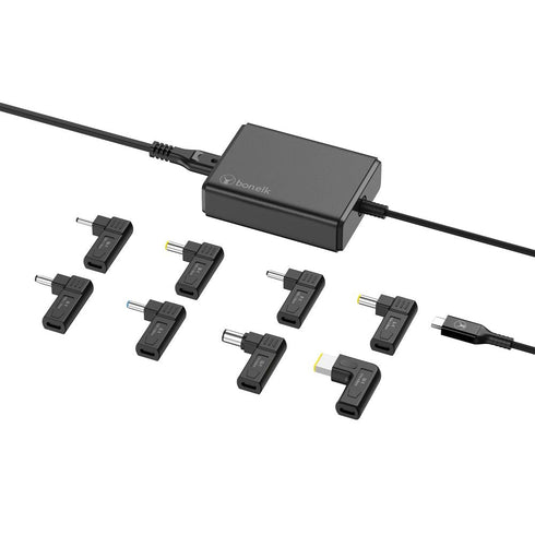 Bonelk Long-Life 100W GaN Multi-Device Laptop Charger, In-Built Cable - 1.5m (Black) Image 1