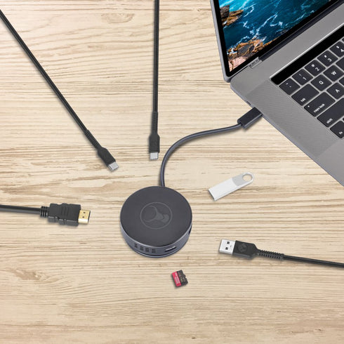 Bonelk Long-Life USB-C to 6in1 Multiport Hub - Black (Round) - Digital3d.com.au