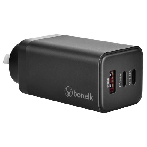 Bonelk Eco Series 65W PD Wall Charger, 3 x USB-C - Black - Digital3d.com.au
