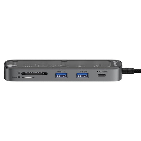 Bonelk Vision Long-Life USB-C to 6-in-1 w/Card Reader Multiport Hub (SG/Clear) Image 2