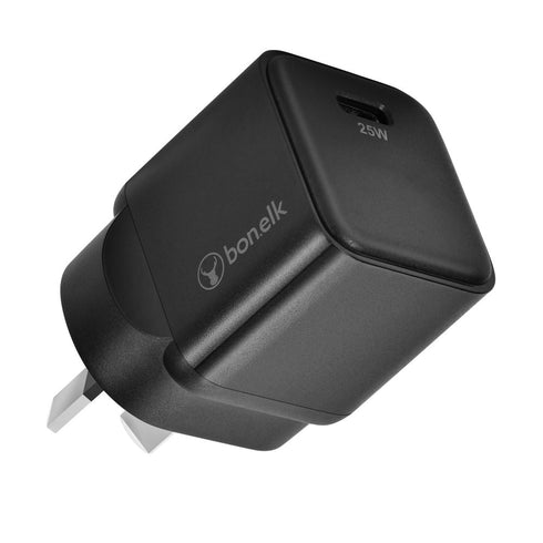 Bonelk 25W PD USB-C Wall Charger + Easy Grip Cable - Black - Digital3d.com.au
