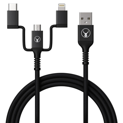 Bonelk Long-Life USB-A to 3in1 Travel Cable (1.2m) (Black) Image 1