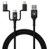 Bonelk Long-Life USB-A to 3in1 Travel Cable (1.2m) (Black) Image 1