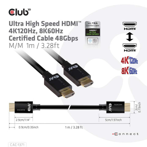 1M ULTRA HIGH SPEED HDMI CABLE - Digital3d.com.au
