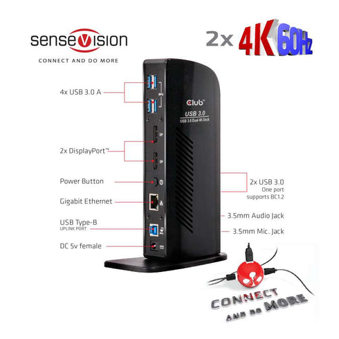 Club 3D CSV-1460 USB3.0/USB-C Dual Display 4K Hybrid Docking Station - Digital3d.com.au