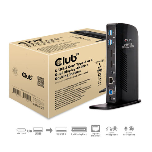 Club 3D CSV-1460 USB3.0/USB-C Dual Display 4K Hybrid Docking Station - Digital3d.com.au